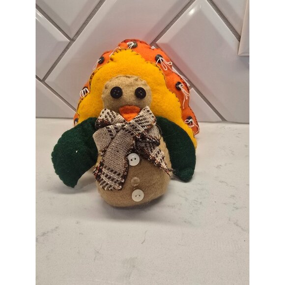 Handmade Plush Turkey Decoration With Felt & Button Details Thanksgiving Table D - Picture 1 of 3